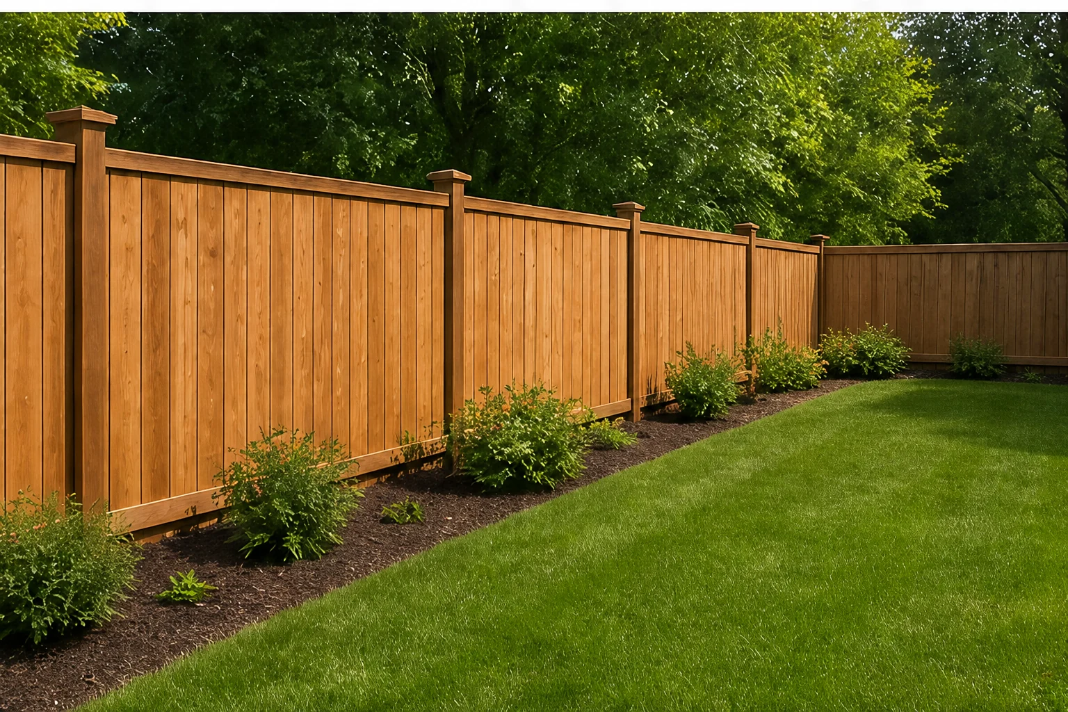 Finished wood privacy fence