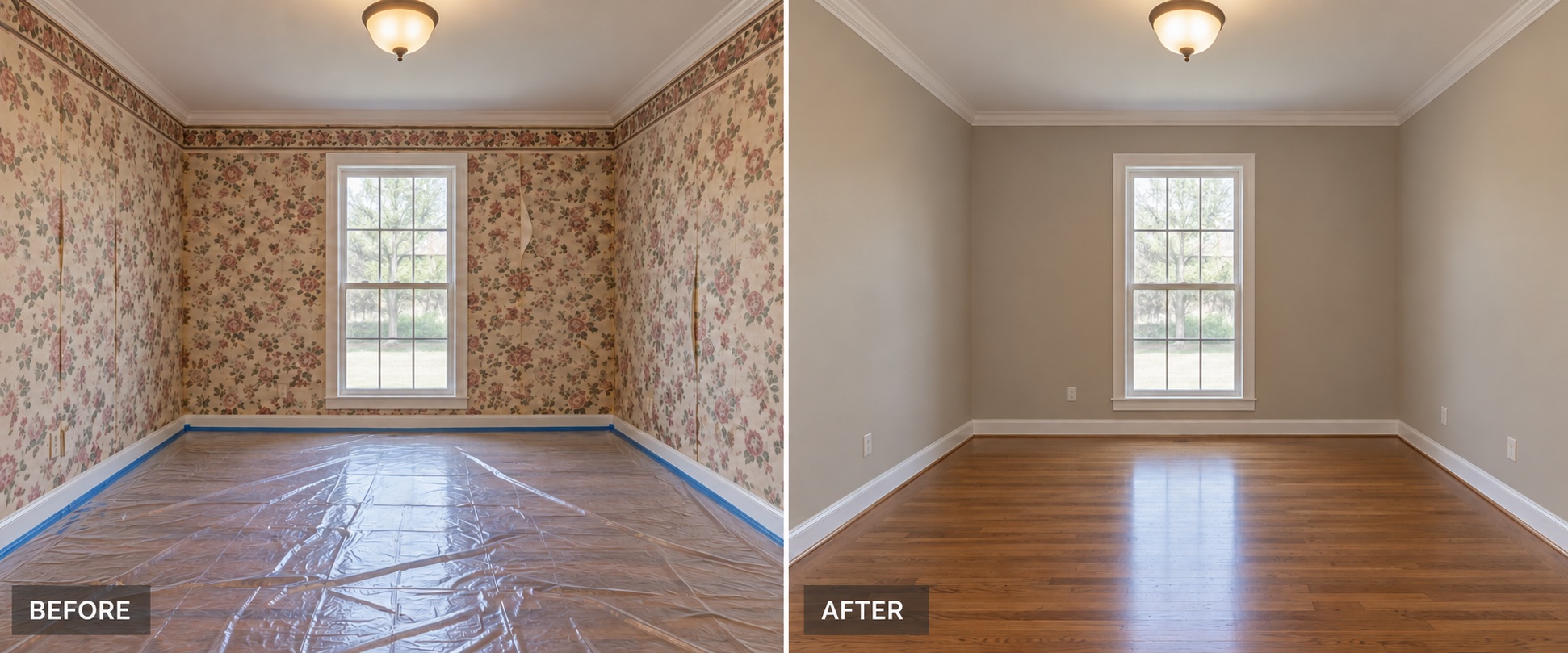 Illustrative before-and-after comparison for painting improvements Illustrative before-and-after comparison for painting improvements