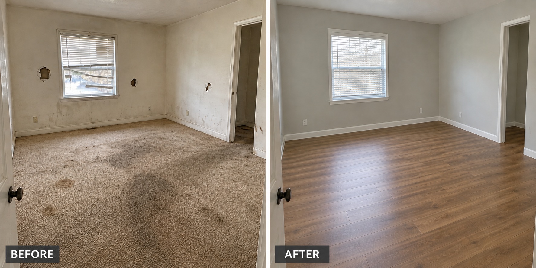 Illustrative before-and-after comparison for property improvements