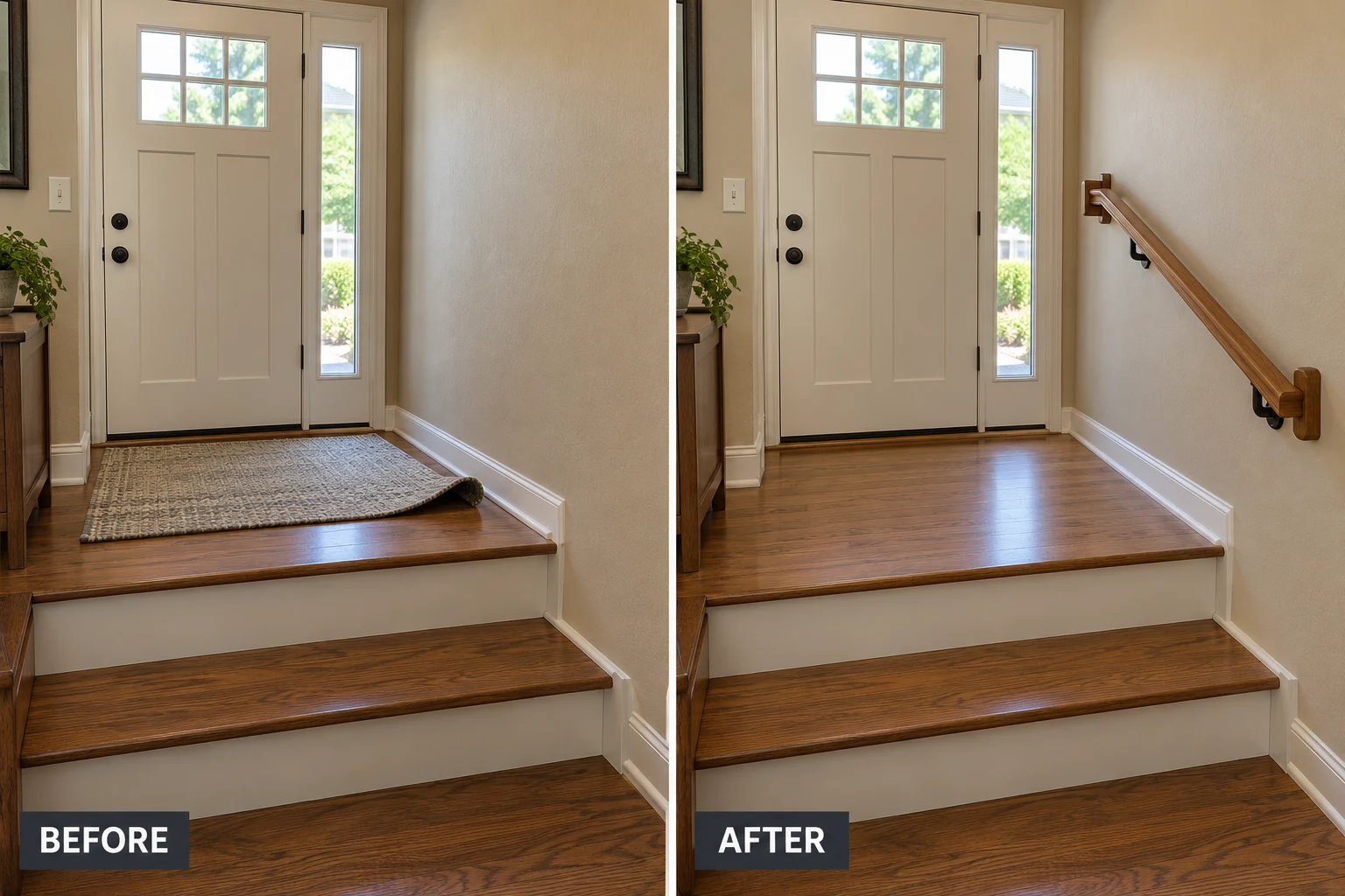 Home Accessibility Modifications: illustrative before-and-after comparison of the same setting