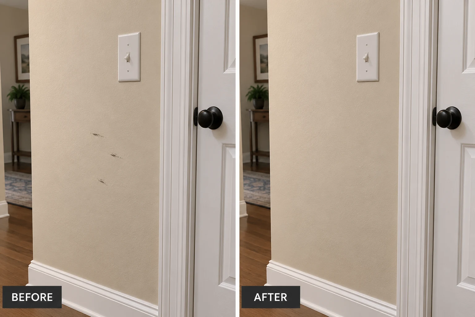 Paint Touch-Ups Paint touch ups illustrative before and after comparison showing the same setting before and after the service