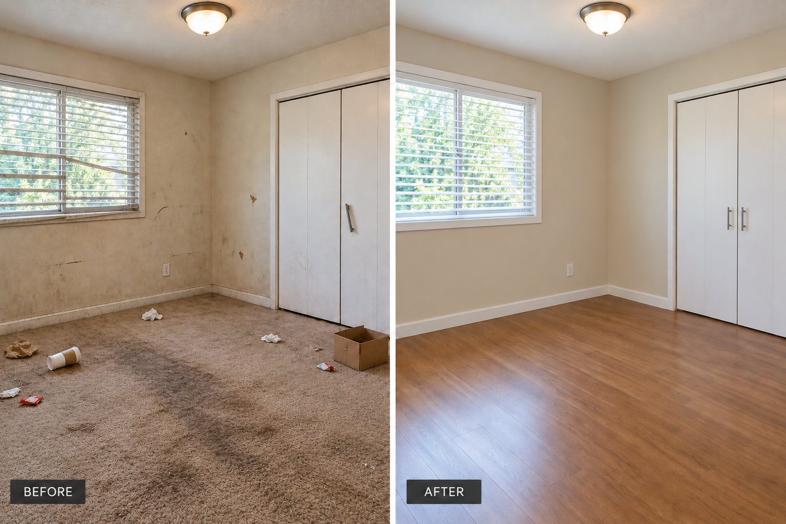 Rental Turnovers & Make-Ready Rental Turnovers & Make-Ready: illustrative before-and-after comparison of the same setting