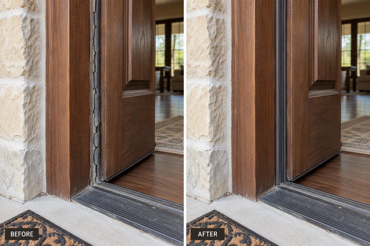 Seasonal Maintenance Visits: illustrative before-and-after comparison of the same setting